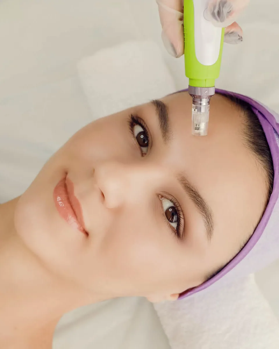 Gold Needle microneedling radiofrequency, dark spot care and pore refining session at Dermalanya Alanya